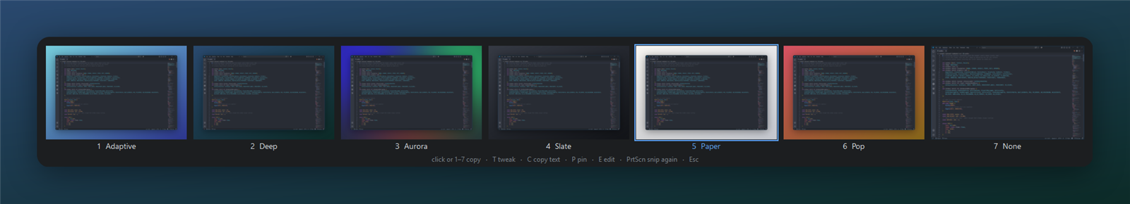 Matteshot matte picker with finished screenshot styles